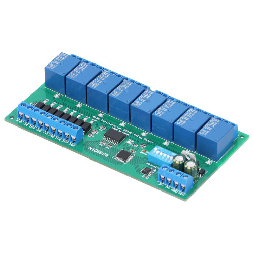 RS485 Relaismodul 8Eing/8Ausg DIN35 PLC 12V 2