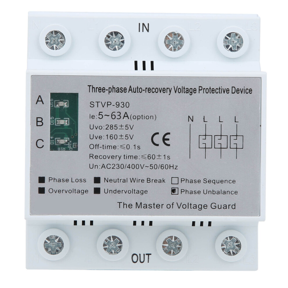 (63A) Stvp930 3Phase 4Wire Auto Reset Voltage Protector Ac230/400V 63A 610830908645