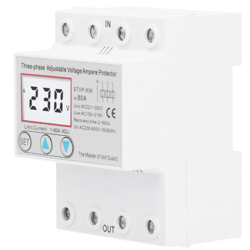 (80A) Dreiphasen-Spannungsschutz LCD STVP936 230/400V 63A 2