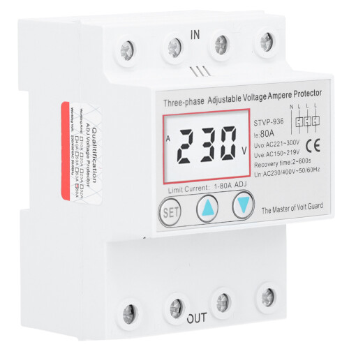 (80A) Dreiphasen-Spannungsschutz LCD STVP936 230/400V 63A 1