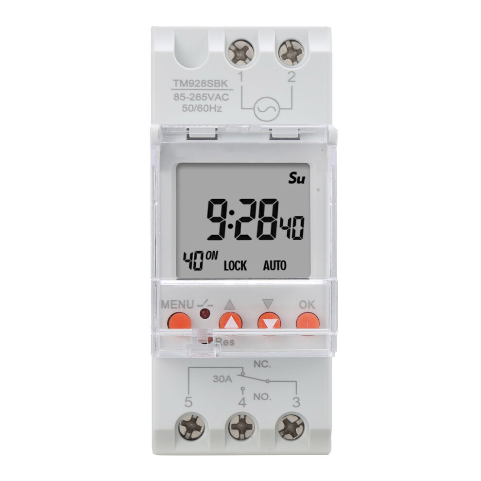 Timer Switch Digital Display 85-265Vac 30A Din Rail 610830885526