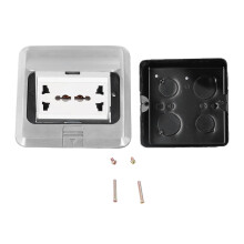 Bodensteckdose 6-fach Dämpfung Aluminium 13A 250V