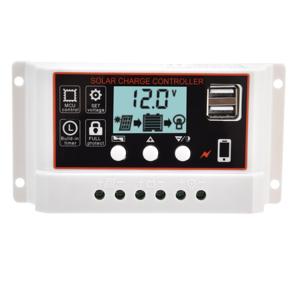 (20A) Solar Panel Controller Smart Dual Usb Pwm 12V/24V 10A 610830879495