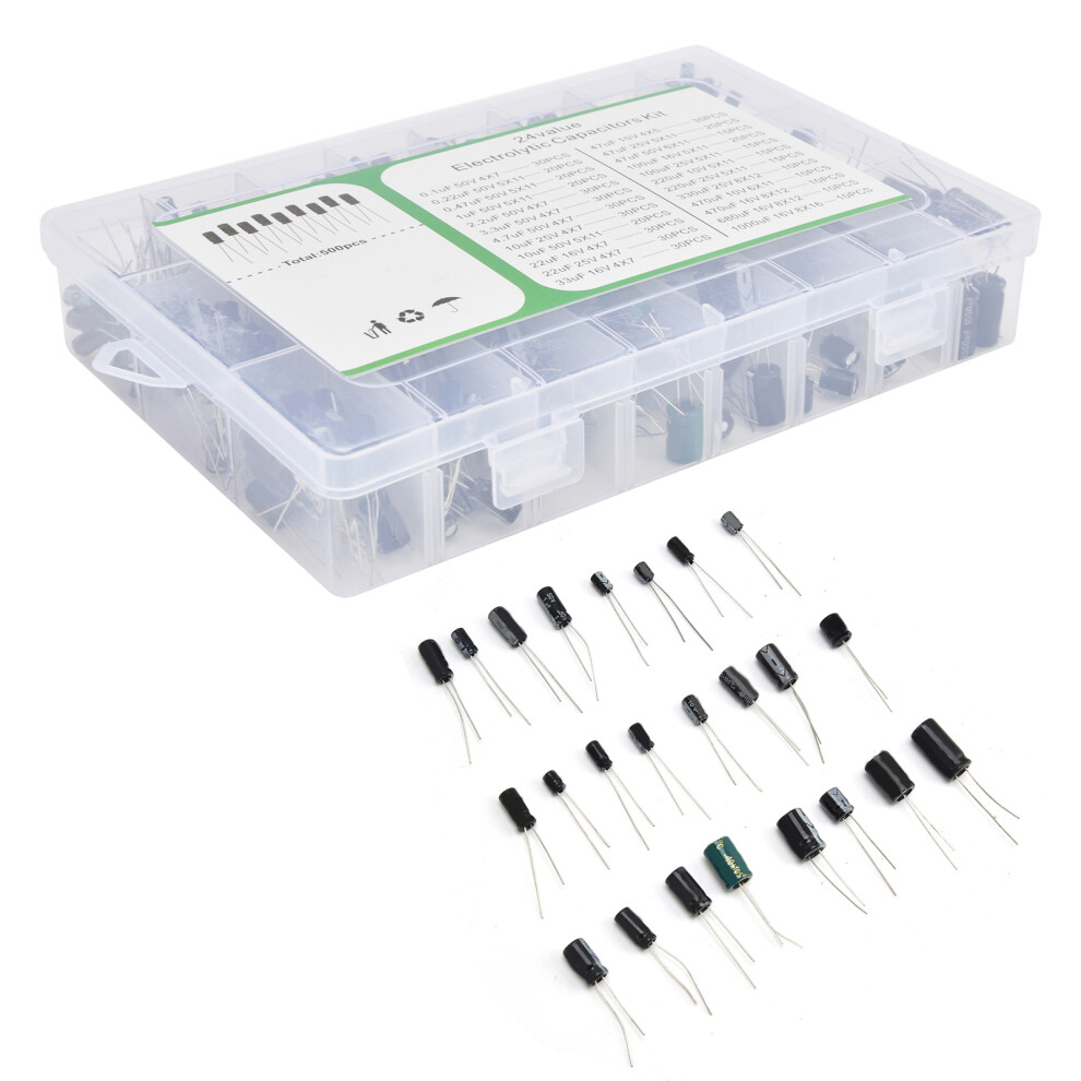 500Pcs Electrolytic Capacitor 0.1Uf-1000Uf Boxed For Lcd Monitor Radio 610830874230