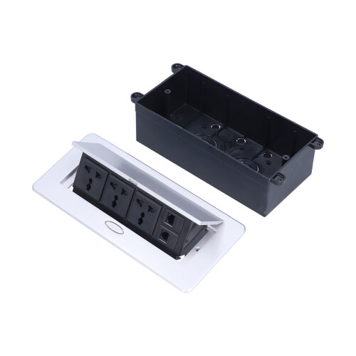 Bodensteckdose 3-fach 250V 13A PC/Telefon 1