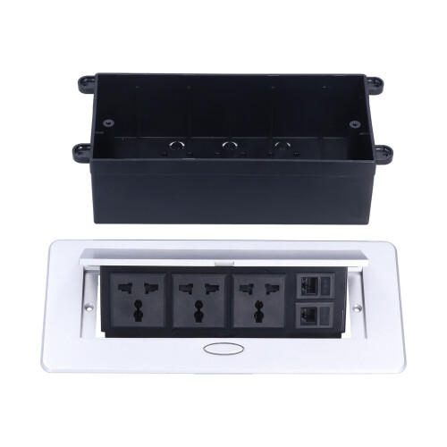 Bodensteckdose 3-fach 250V 13A PC/Telefon 2