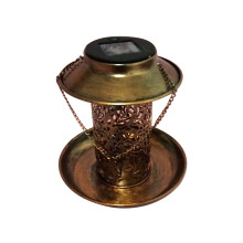 solarbetriebener Vogelfuttertisch mit LED, wasserdicht, Kaffeefarbe