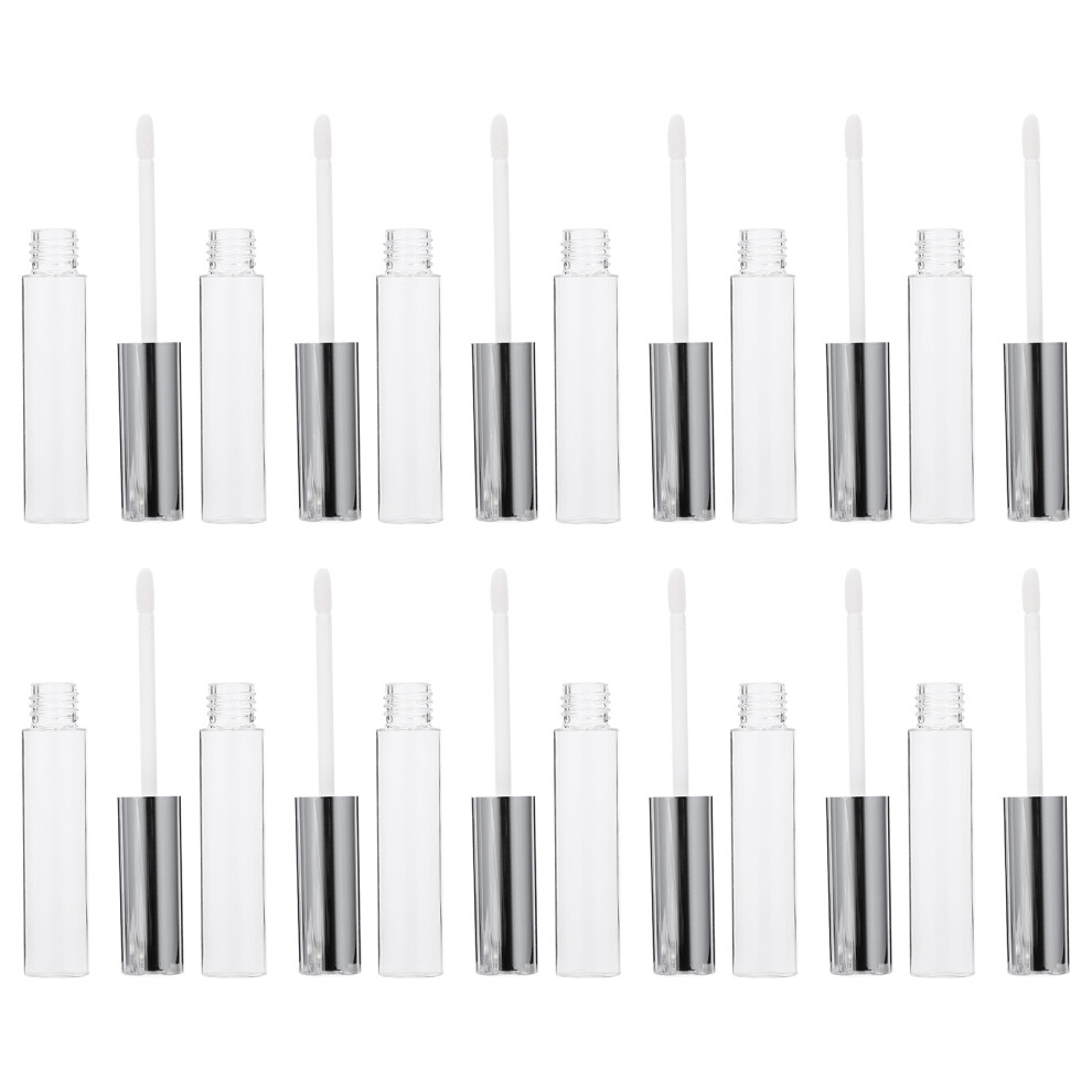 Inoomp Silver 12Pcs 10Ml Round Empty Lip Gloss Tubes Storage Containers