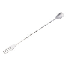 Stainless Steel Cocktail Twisted Spoon Mixing Fork Bartender Tool