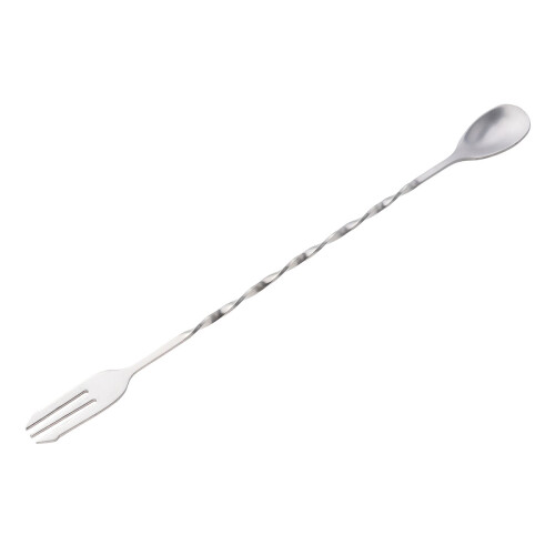 Stainless Steel Cocktail Twisted Spoon Mixing Fork Bartender Tool