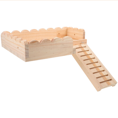 conjunto plataforma madeira maciça hamster tam grande com acessórios