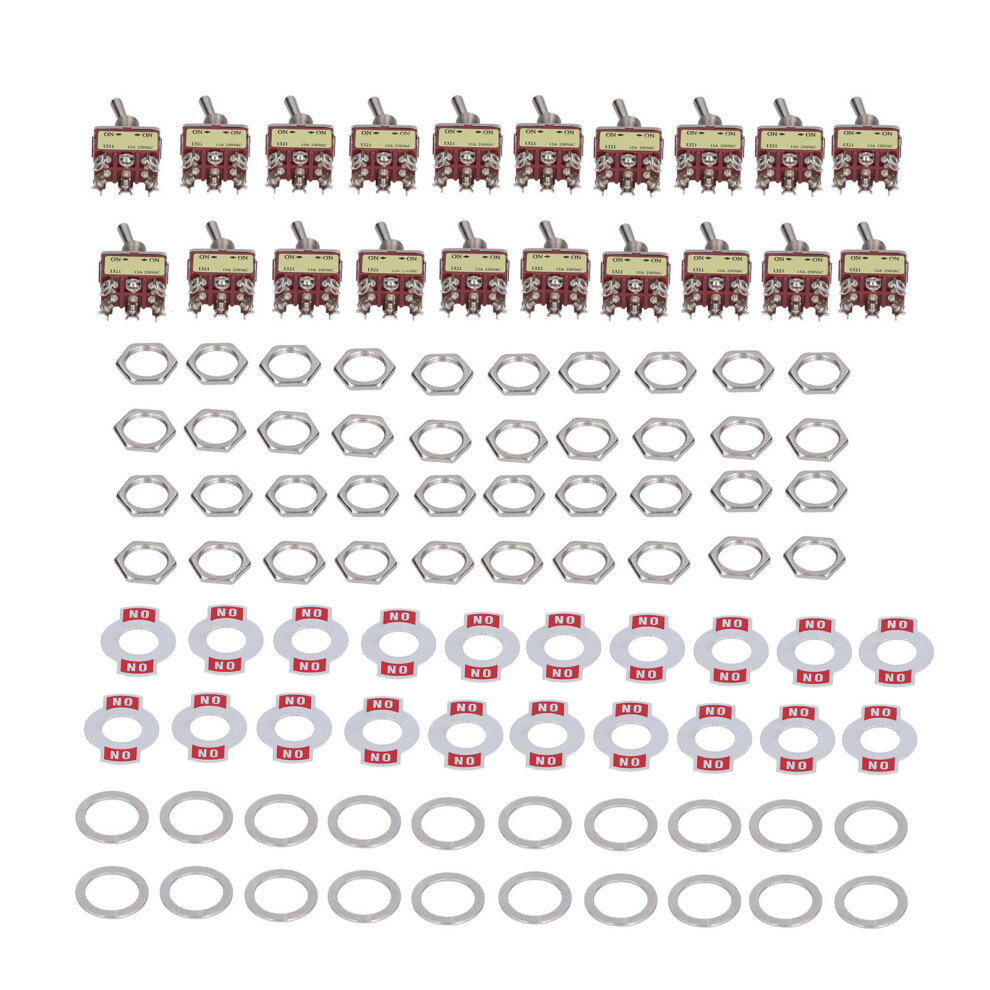20Pcs Toggle Switch Rocker Self Locking 6 Terminal 2 Position Ac 610830862954