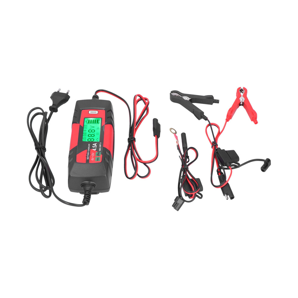 (Eu Plug 220-240V) 6V 12V Car Battery Charger Intelligent Maintainer Lcd 220-240V 610830866112