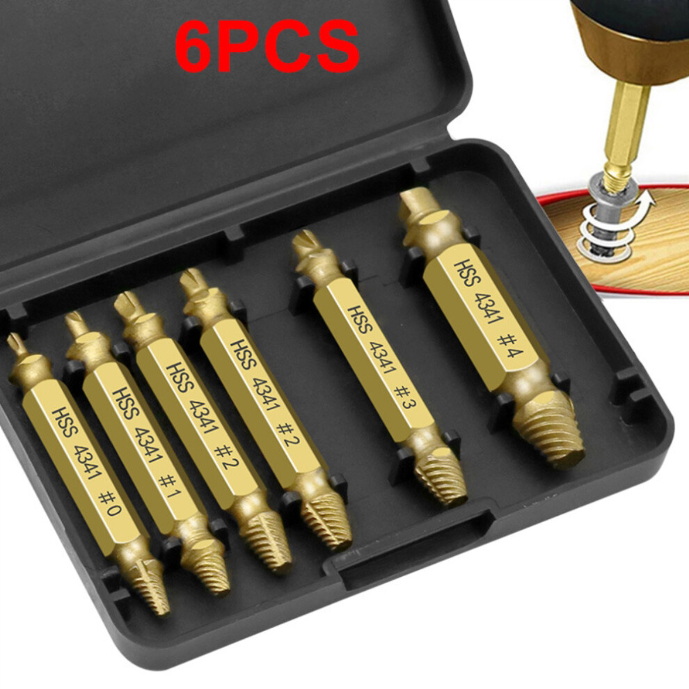 6Pcs Screw Extractor Set Safety Durable Remover 610830841317