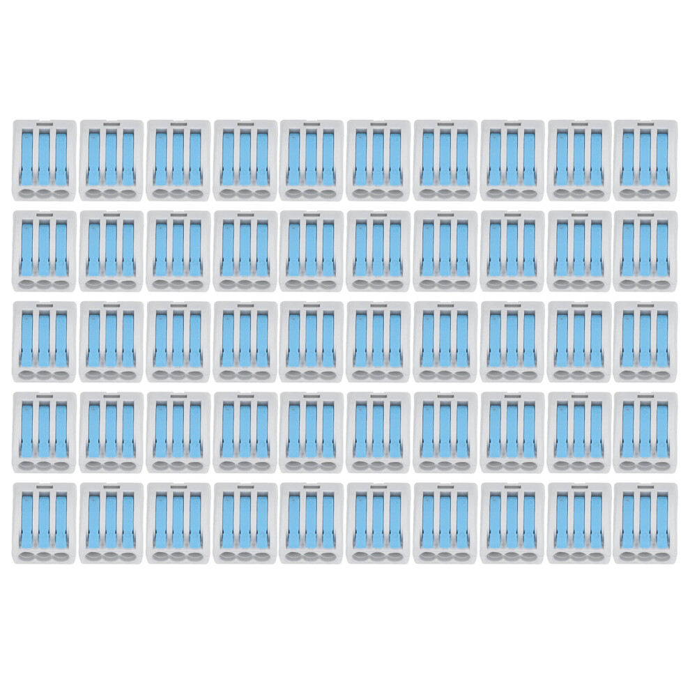 (Blue) 50Pcs 3 Port Wire Connector Bronze Pc Compact Wires Terminal Blue 610830856021