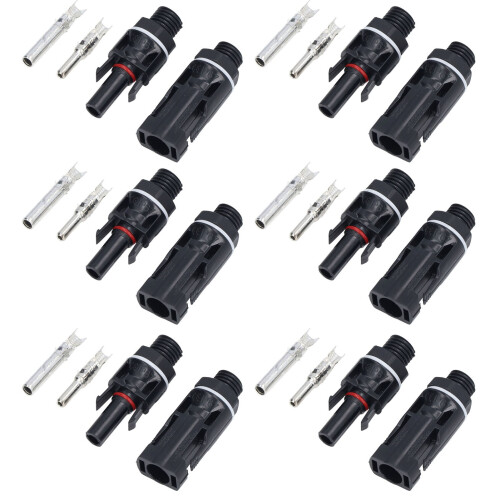 6er-Satz Solar-Endplattenstecker Messing wasserdicht 1000V 2