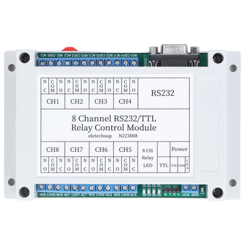 (With Shell) N223B08 8CH DC 12V RS232 Relay Module with LED Shell 2