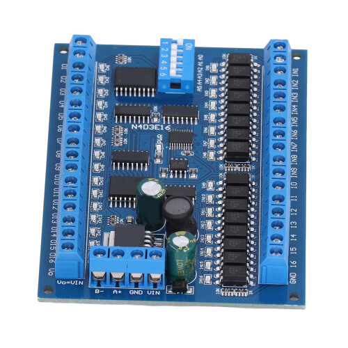 (Only with Board) 16x16 RS485 PLC IO Expansion Board DC 6.5-30V Shell 1
