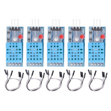 (Adapter Plate with Lamp and Jump Wire) 5PCS Temp Humidity Sensor High Sensitivity Digital Module Greenhouse