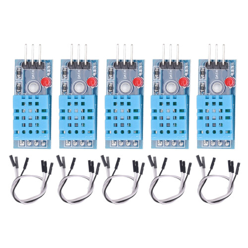 (Adapter Plate with Lamp and Jump Wire) 5PCS Temp Humidity Sensor High Sensitivity Digital Module Greenhouse