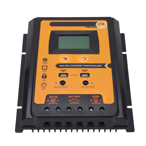 Solar Controller 70A LCD Dual USB 12V 24V Charge Regulator 1