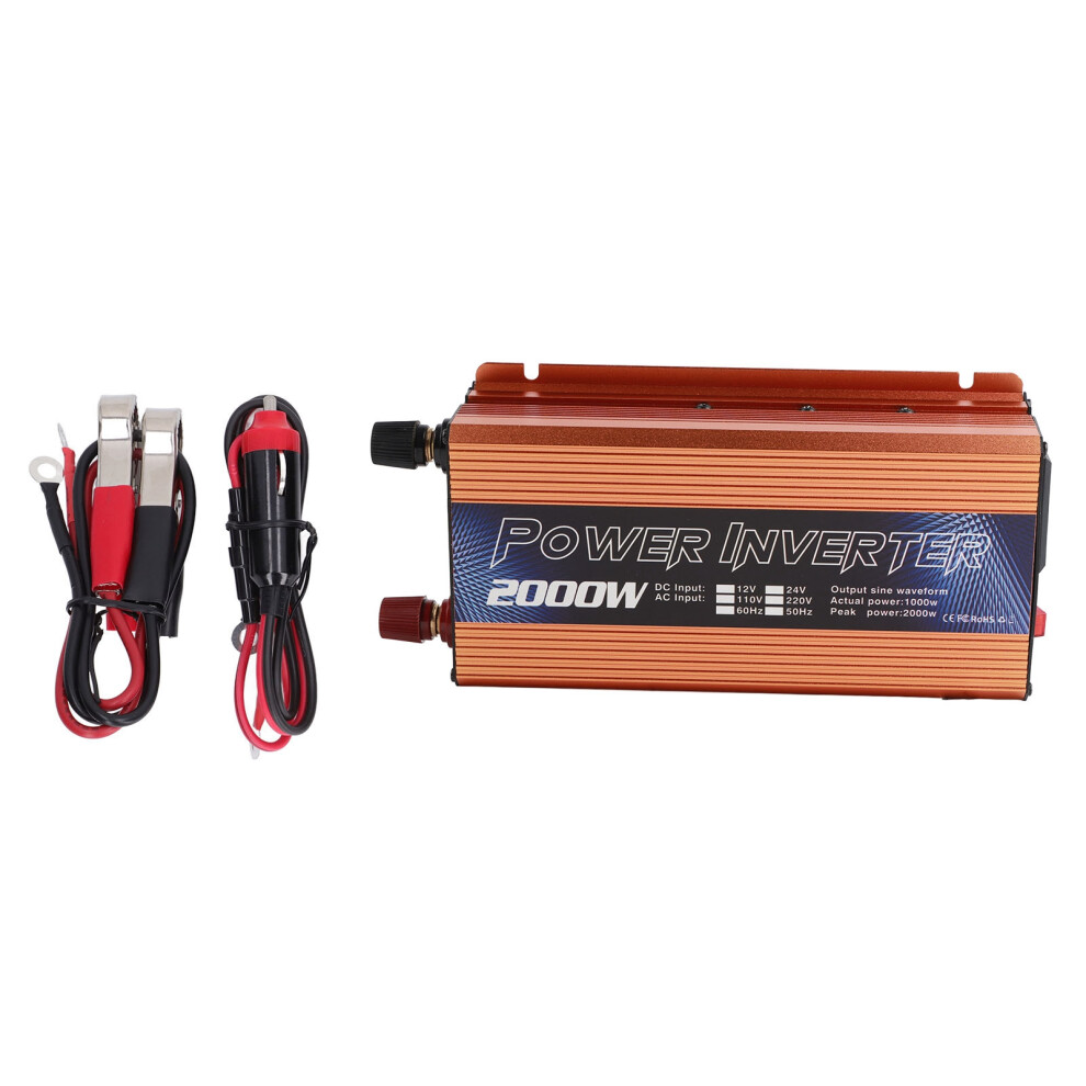 ( 220V 50Hz) Car Power Inverter 2000W Solar Universal Aluminum Alloy Low Noise Gold 610830835453