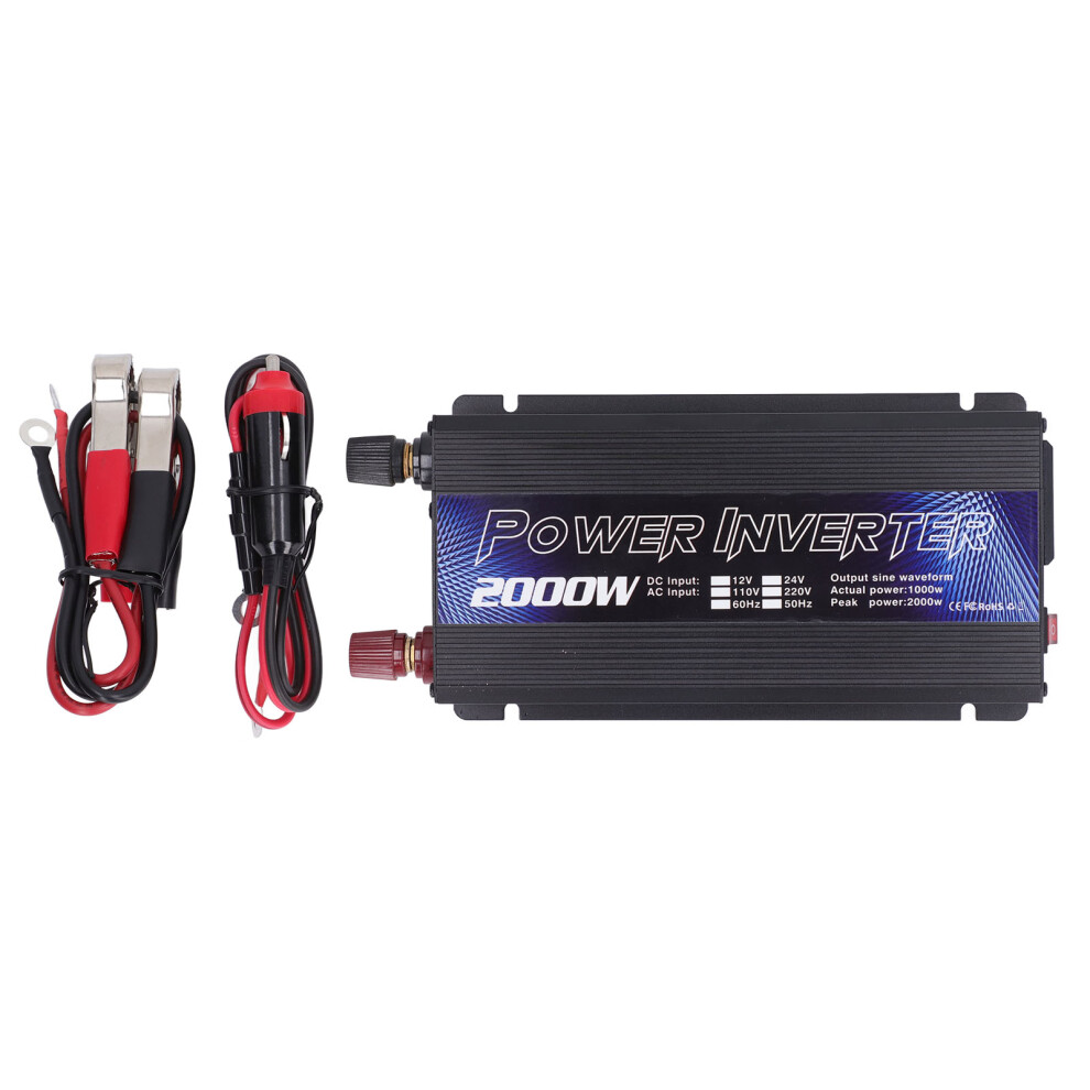 ( 220V 50Hz) Car Power Inverter 2000W Solar Universal Aluminum Alloy Low Noise Black 610830835248