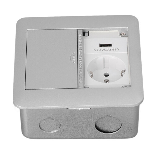 (Silver Grey) Multifunctional 2-Outlet Flame Retardant Waterproof Socket 1