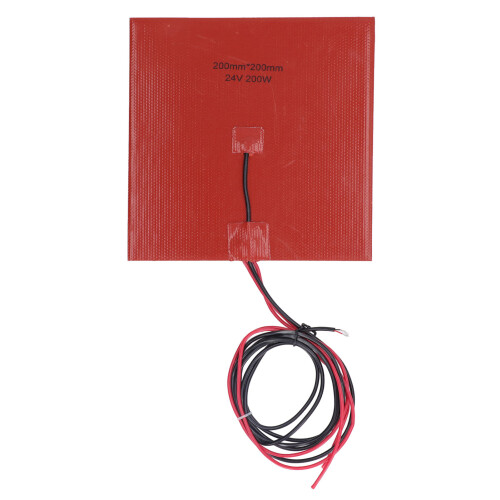 (DC24V) Silikon-Heizmatte 200x200mm 200W 180C DC24V
