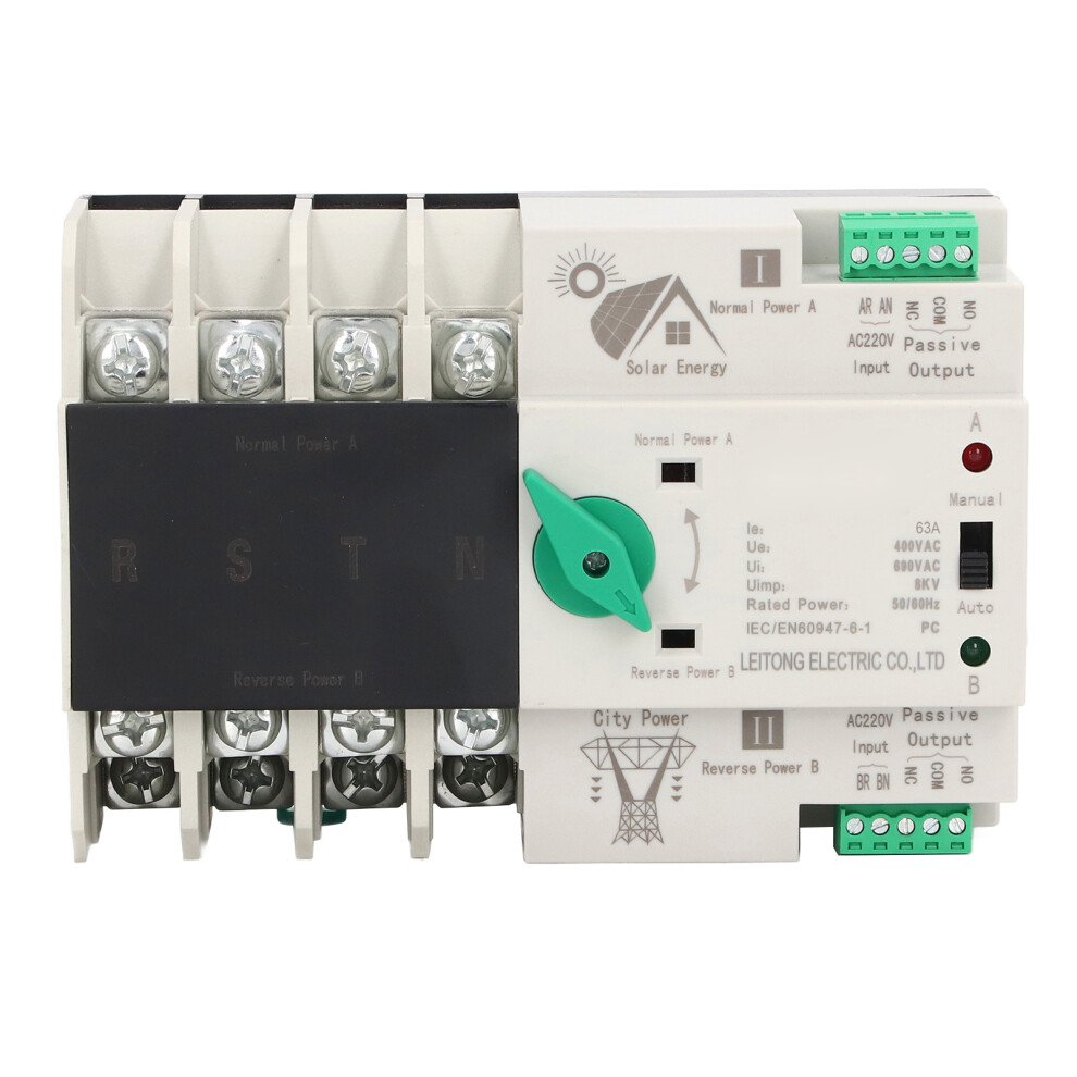(63A) Dual Power Automatic Transfer Switch 4P Fast Controller Ac220v 63A 610830835675