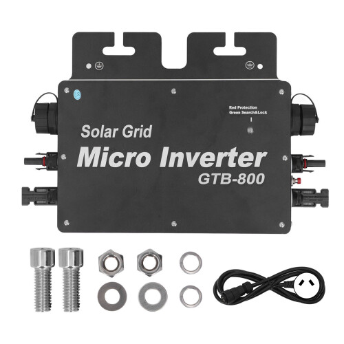 (Black AU Plug) Solar Grid Tie Micro Inverter WiFi Control 700W DC to AC Automatic ID