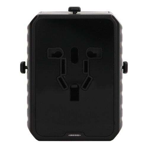 (Black) Universal Travel Adapter USB C International Plug Multi Outlets