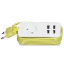 (White Green) Stromleiste 1200W 10A Feuersicher 4 USB für Handy Tablet