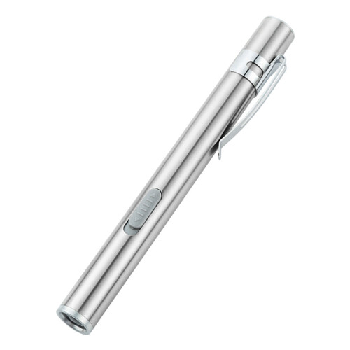 LED Flashlight USB Charging Stainless Steel Mini Pen Type Outdoor