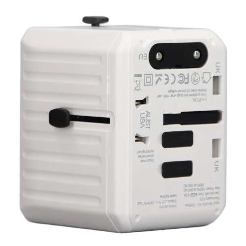 (White) Universal-Reiseadapter USB C mit Mehrfach-Steckdosen 1