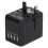 (Black) Universal Travel Adapter USB C International Plug Multi Outlets 3