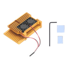 (Blue) 4B Cooling Fan Aluminum Alloy Heatsink for Pi4 Motherboard Gold