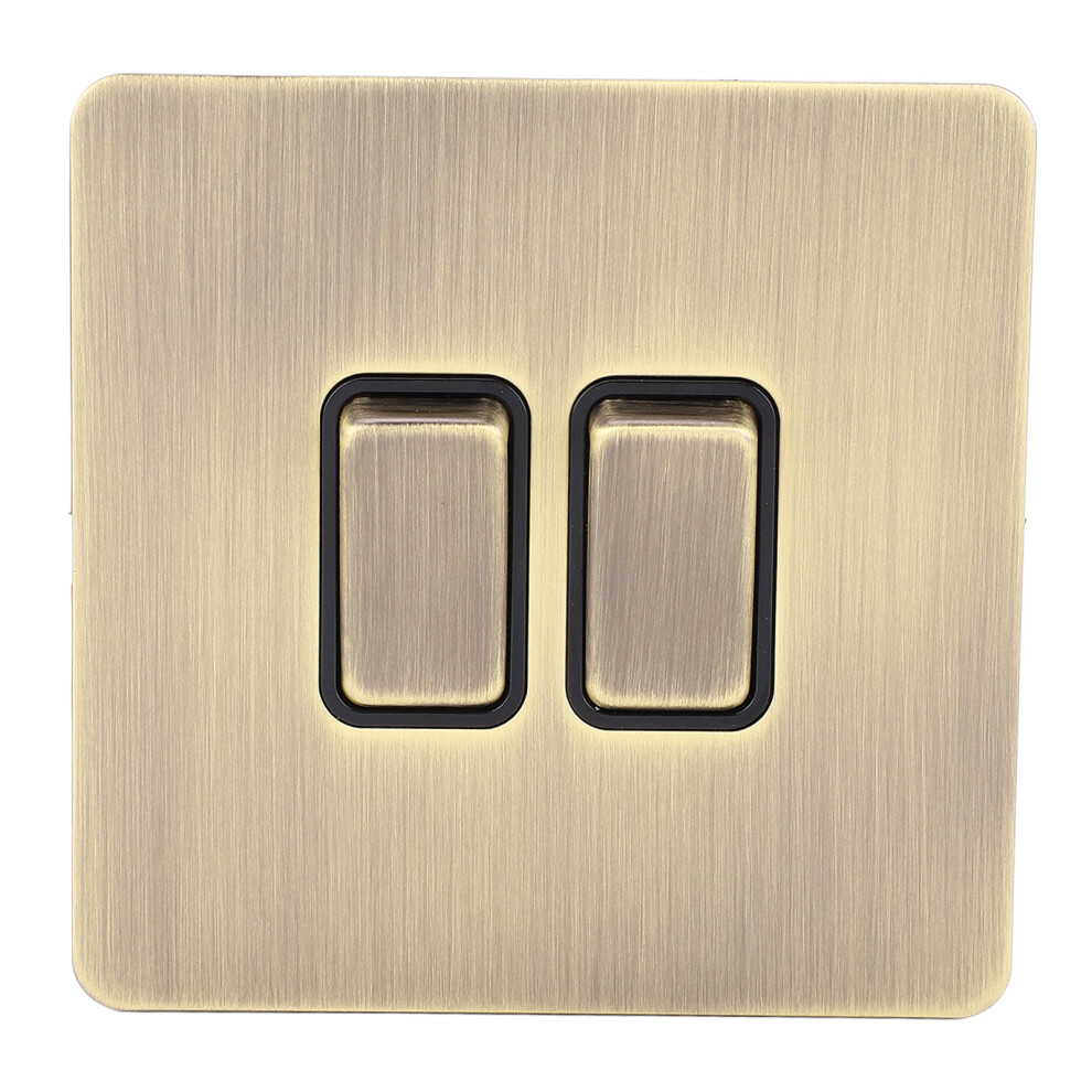 2 Gang Switch Antique Bronze Stainless Steel Panel Ac250v 323163282299