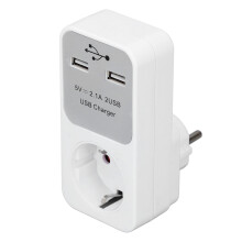 Steckdosenadapter 16A 3680W 2 USB-Anschlüsse
