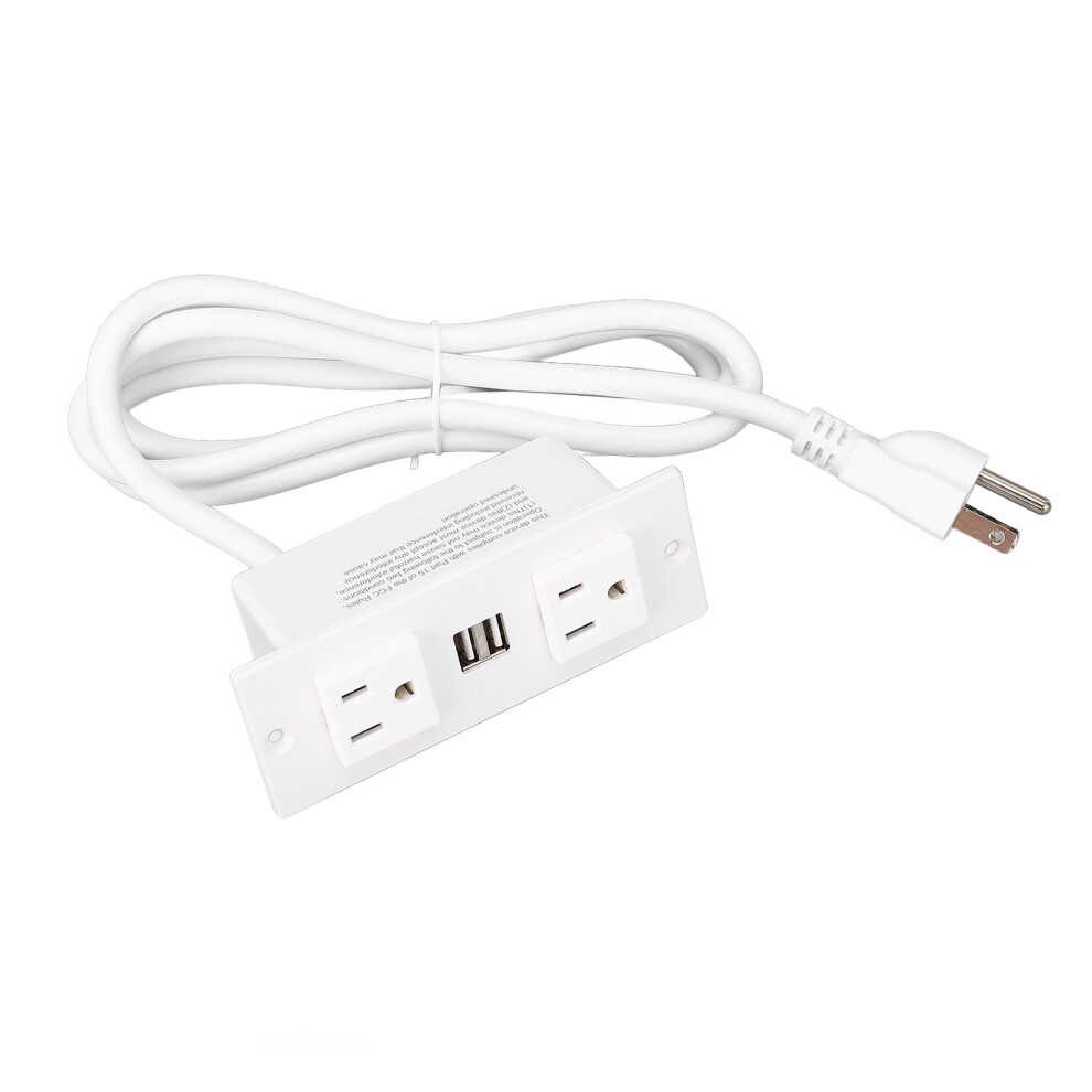 (Black) Recessed Power Strip 2 Ac Outlets 2 Usb Ports 1.5M Cable 323163284064