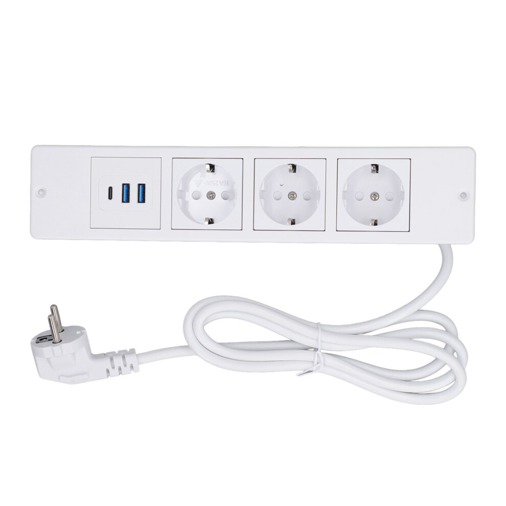 (White) Recessed Power Strip 3Outlets 2Usb A 1Usb C Pd20w 1.5M Cord Standard 323163284378