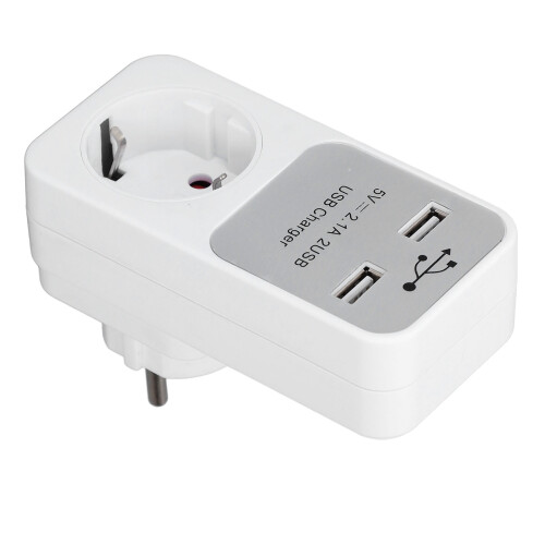 Steckdosenadapter 16A 3680W 2 USB-Anschlüsse 2