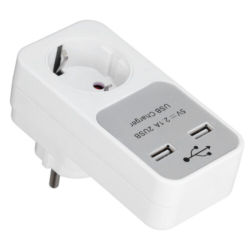 Steckdosenadapter 16A 3680W 2 USB-Anschlüsse 1