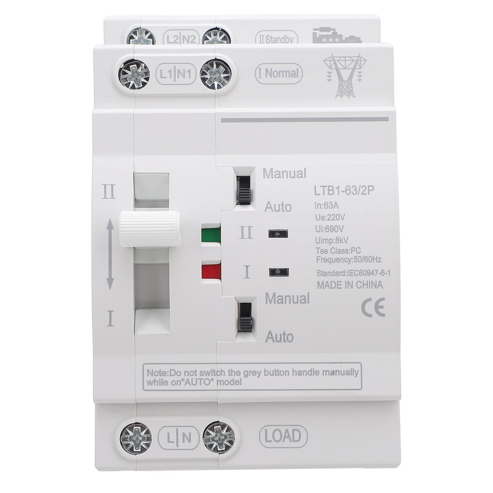 Double Power Automatic Transfer Switch 63A 2P Din Rail Ats 610830963378