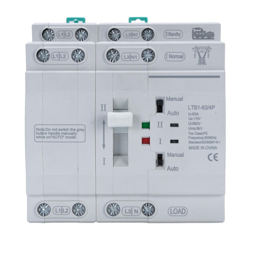 Double Power Automatic Transfer Switch 4P 63A DIN Rail Mini ATS 2