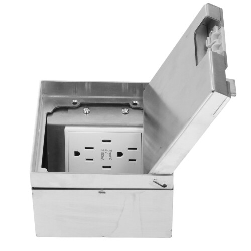 Bodensteckdose 2 AC 2 USB-C Edelstahl wasserdicht 2