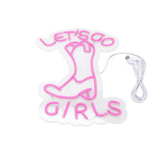 LED Neon Light Lets Go Girls Boot Wall Decor for Party