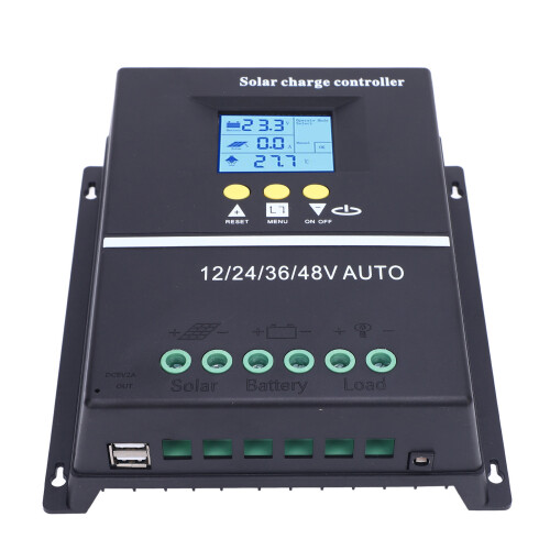 MPPT-Solarladeregler 60A 12-48V 100V mit 2 USB