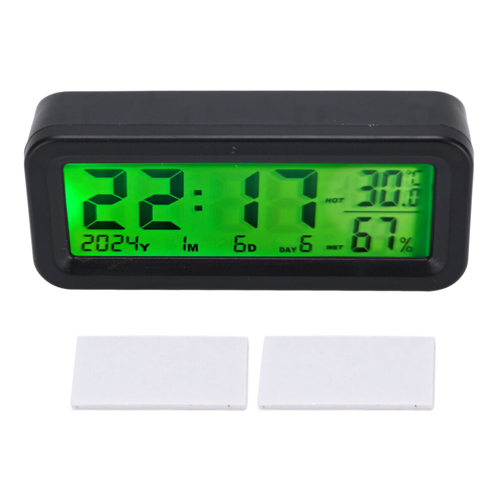 Solar Car Dashboard Clock Night Backlight Digital Temp Humidity Green 610830970451