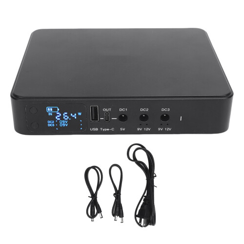 (EU Plug) UPS 9000mAh Display USB-C 5V-12V Router Kamera